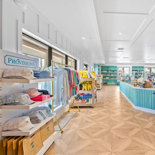Store with beach gear and towels