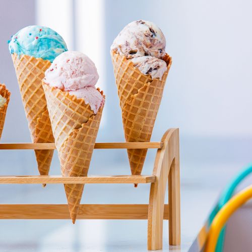 Ice cream cones on display at South Seas