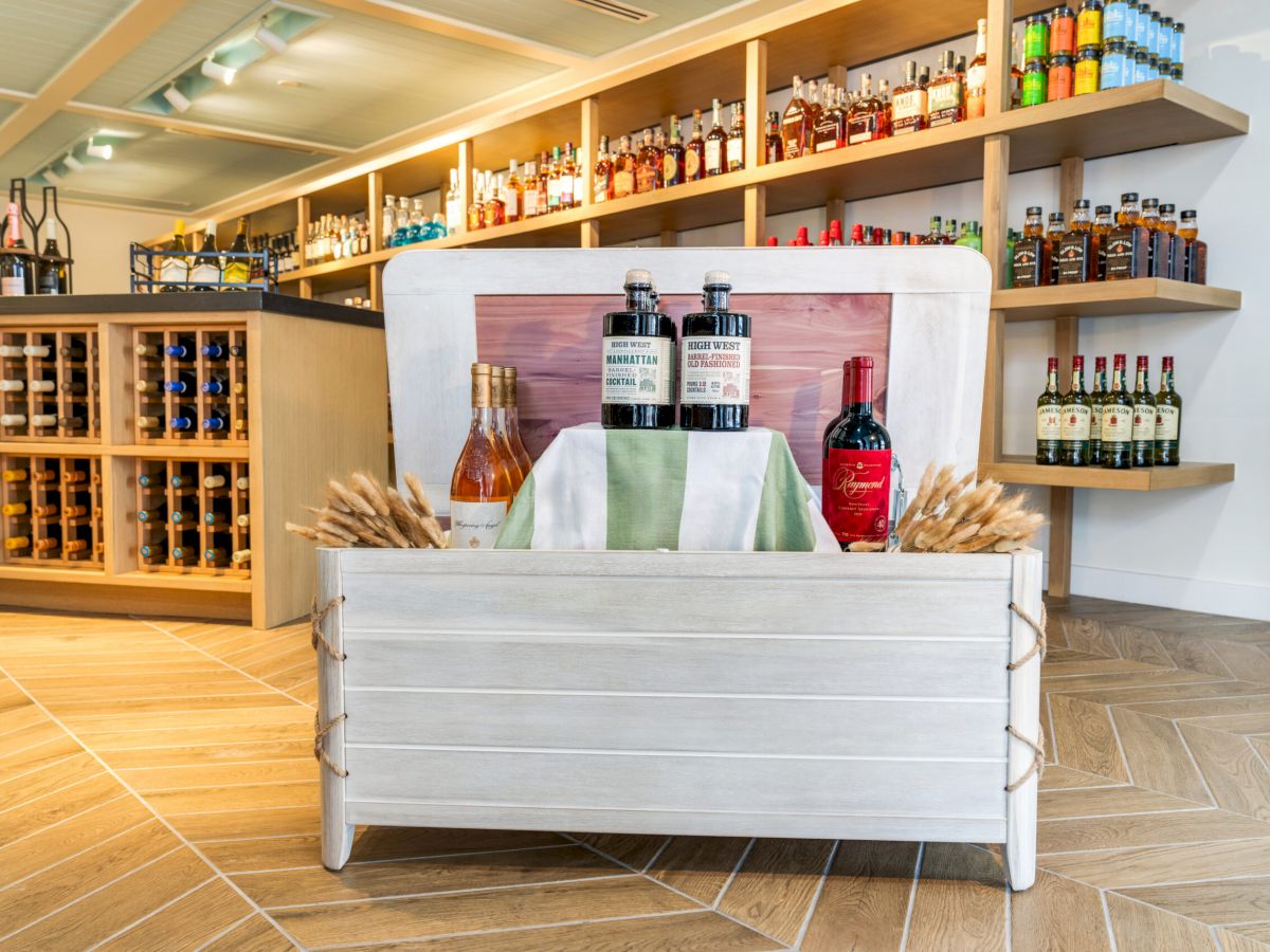 Wine display inside a cozy shop