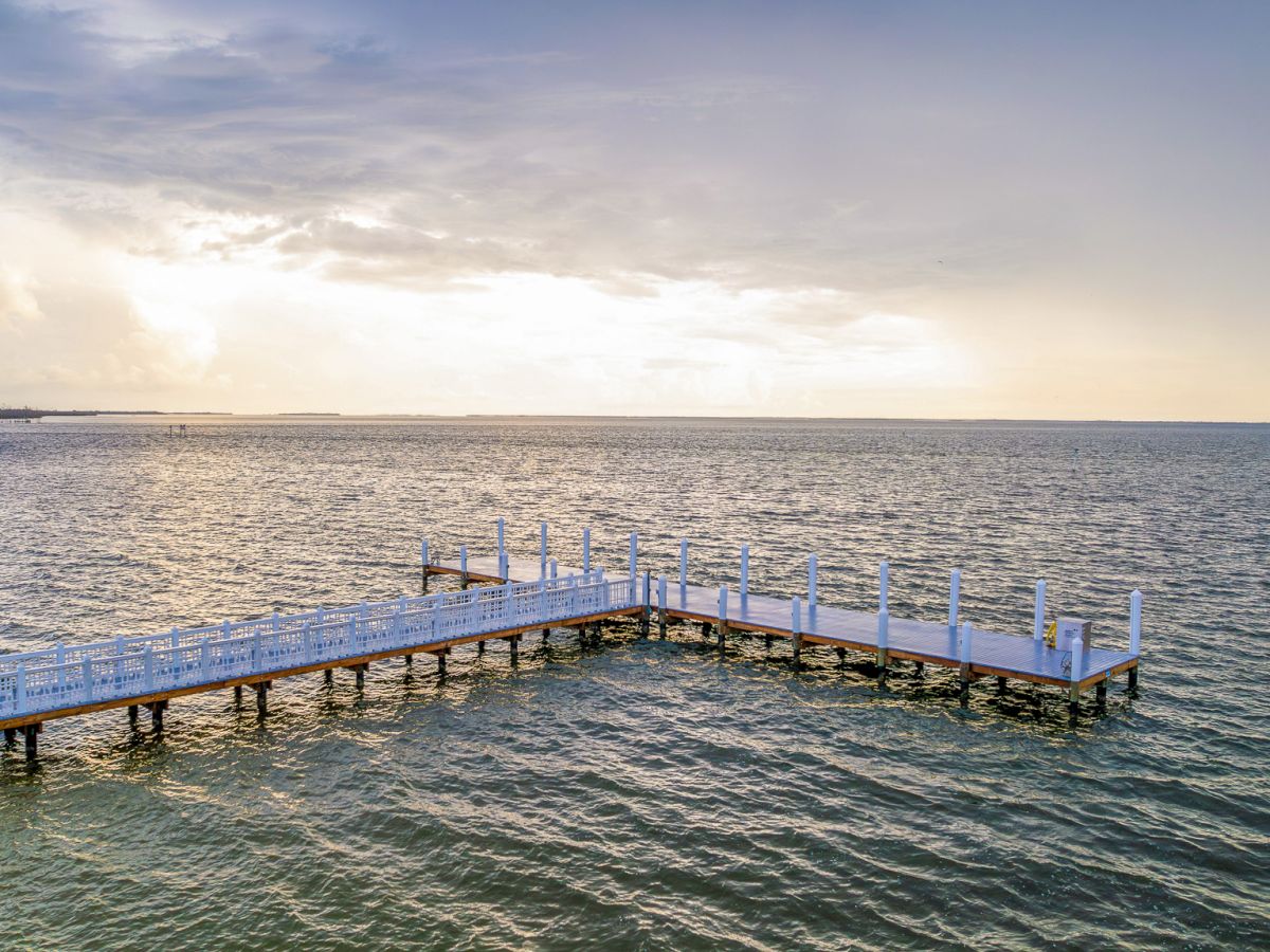 Scenic dock overlooking the water at South Seas