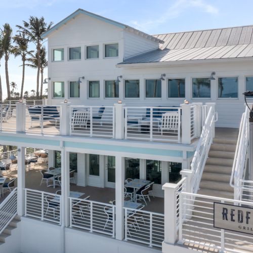 Coastal style restaurant building at South Seas