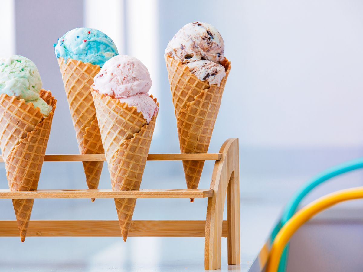 Ice cream cones on display at South Seas