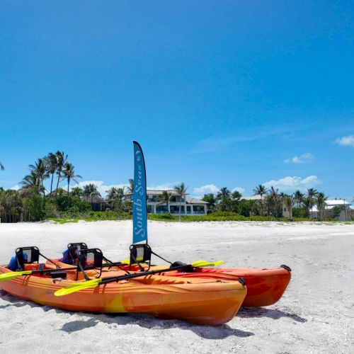 Two kayaks available to rent on the beach