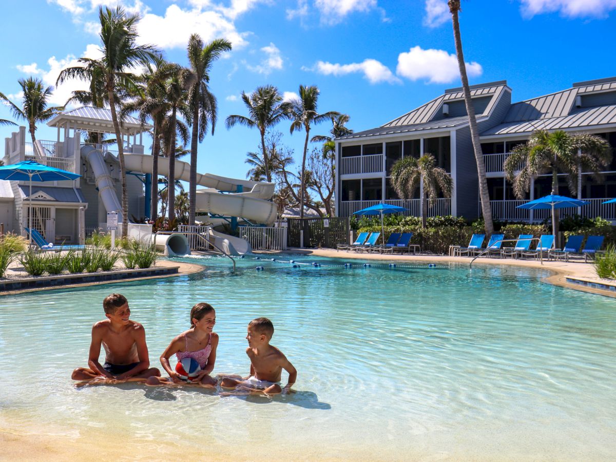 Children playing on the pool