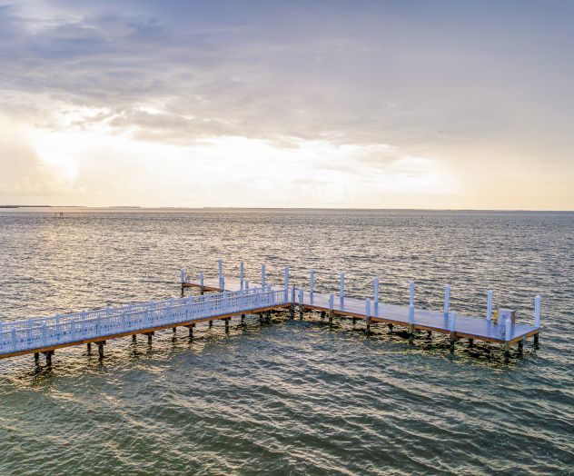 Scenic dock overlooking the water at South Seas