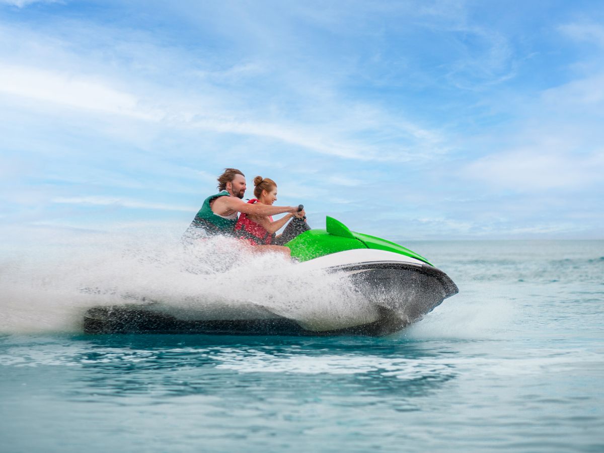 Family enjoying a jet ski ride at South Seas