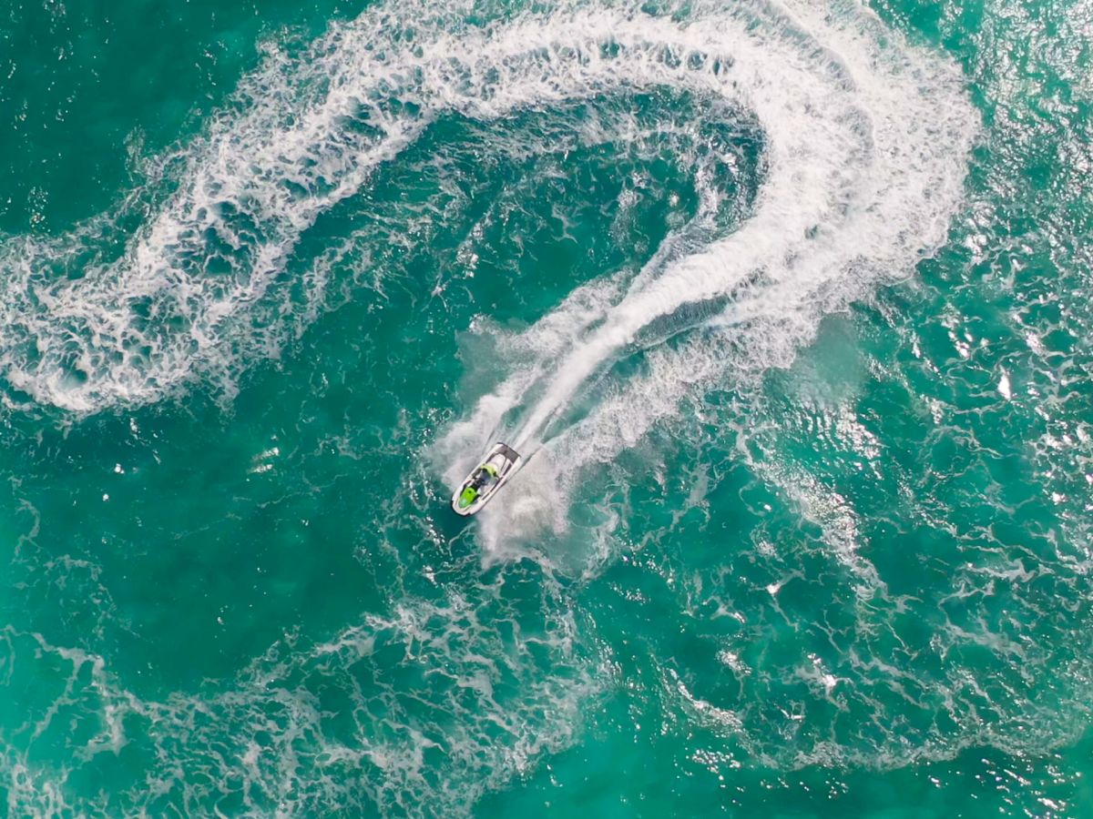 Jet ski riding on the ocean at South Seas