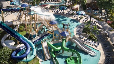 Water park with slides and pools at South Seas