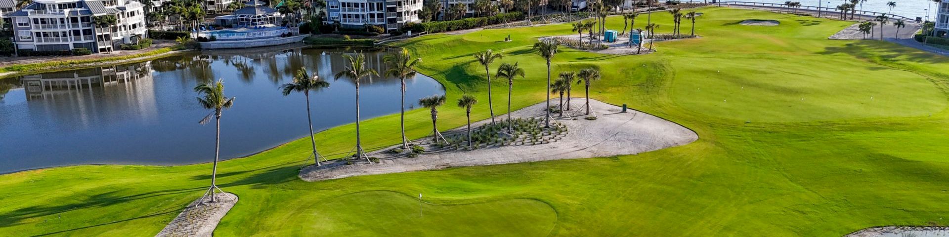 Golf course with water views at South Seas