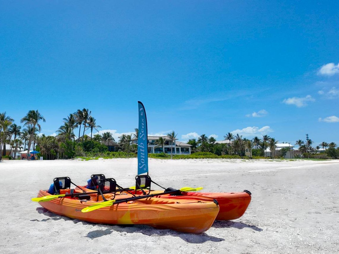 Two kayaks available to rent on the beach