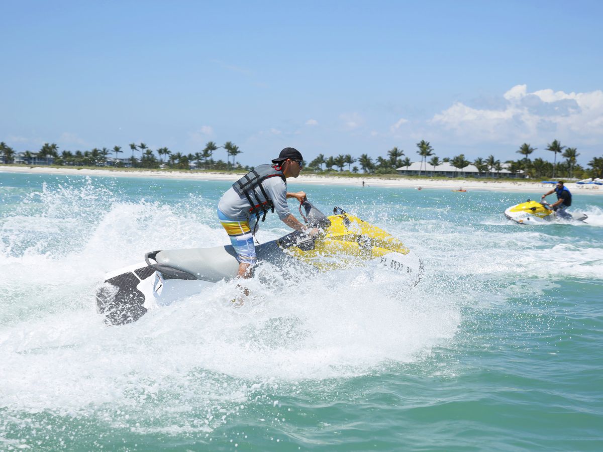 People riding jet skis.