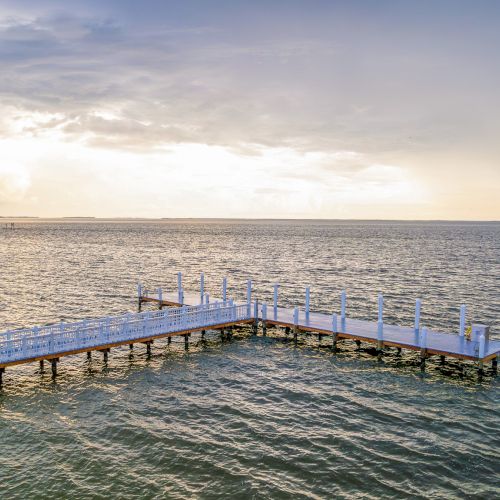Scenic dock overlooking the water at South Seas