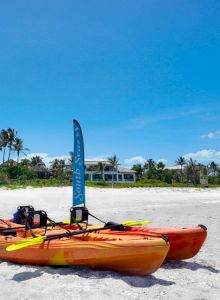 Two kayaks available to rent on the beach