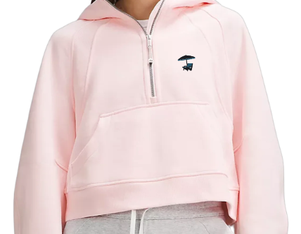 Lululemon Scuba Oversized Half Zip Hoodie in Strawberry Milkshake with South Seas embroidery