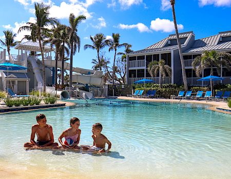 Kids playing in the pool at South Seas resort.